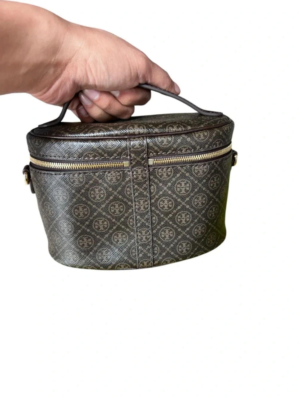 NWT Tory Burch T Monogram Coated Canvas Soft Vanity Case Crossbody Bag Purse‎